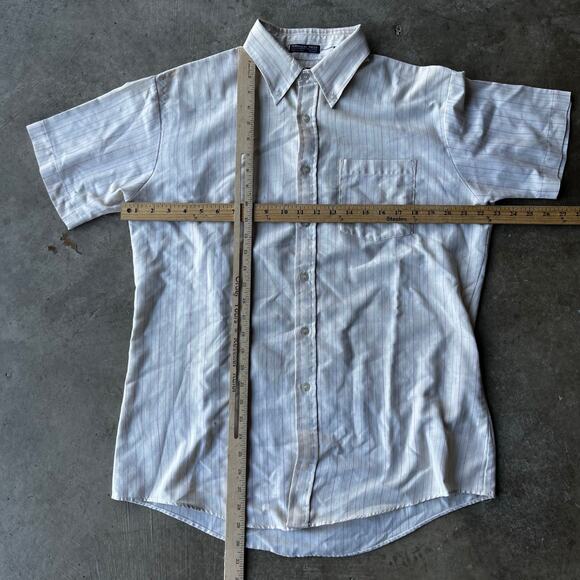 VINTAGE BLAIR WHITE BUTTON DOWN SHIRT PIN STRIPED FITS MENS LARGE 90S - Picture 6 of 6